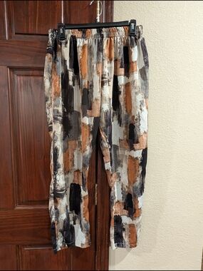 Abstract Print Elastic-Waist Women's Pants - Multicolor